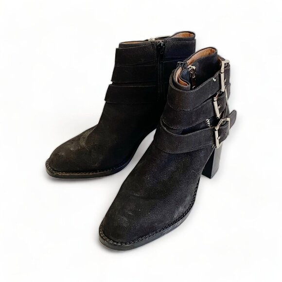 Jeffrey Campbell 3 buckle Rayburn Black Nubuck Ankle Boot Size 7.5 - Picture 5 of 15